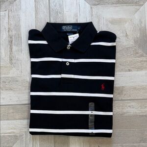 New with tags. Polo by Ralph Lauren Men's Black and White Striped Polo
